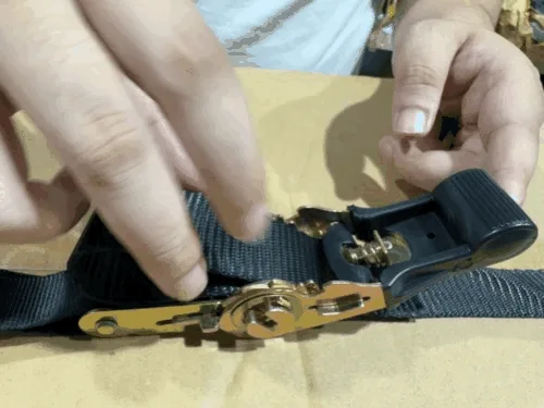 Thread from Underneath and Pull the webbing all the way through